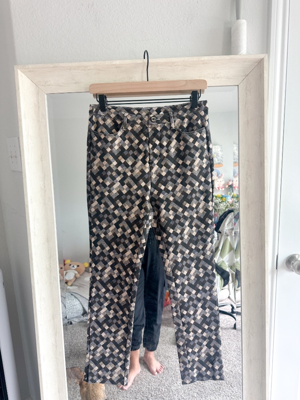 Soft Surroundings Pants Ponte Mosaica Checkered Double Knit Pull On Small